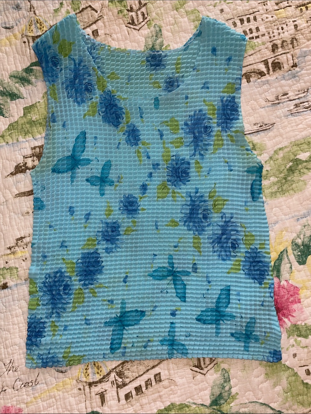 Y2K Notations Light Blue Floral Tank Top